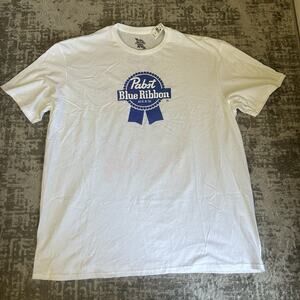 PBR Pabst Blue Ribbon Beer T Shirt Men XXL White Floral NWT Milwaukee